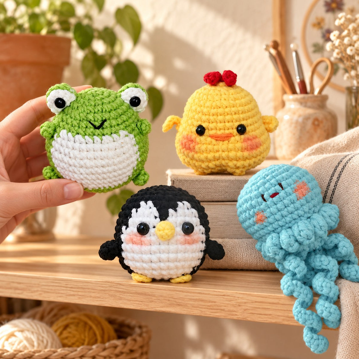Fadumi – Tierfreunde; KI-Stimmungsbild, fertige Figuren als Projektbeispiele